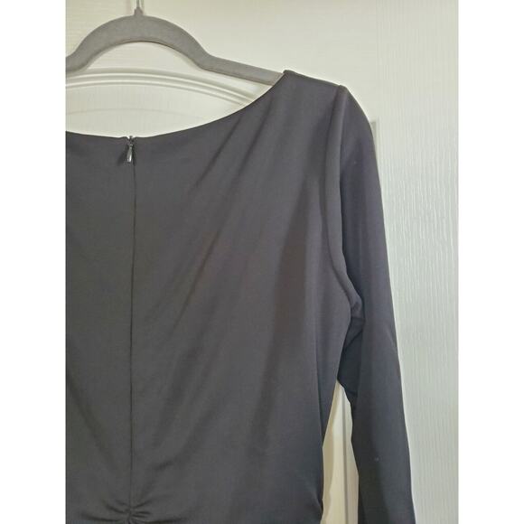David Meister V-Neck Flattering Gathered Classic Black Cocktail Dress Size 12 - Picture 10 of 12